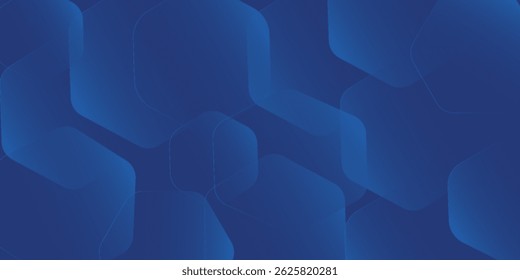 Moderner abstrakter blauer Hintergrund mit leuchtenden geometrischen Linien. Blaue Farbverlauf Sechseck Form Design. Futuristisches Technologiekonzept.