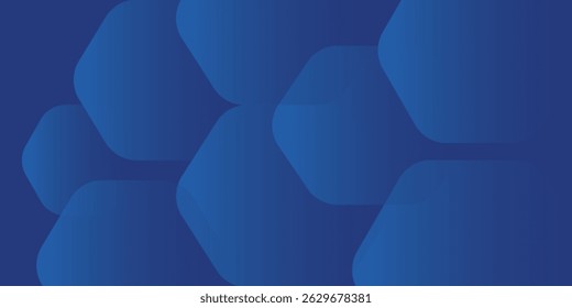 Modern abstract blue background with glowing geometric lines. Blue gradient hexagon shape design. Futuristic technology concept.
