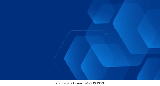 Modern abstract blue background with glowing geometric lines. Blue gradient hexagon shape design. Futuristic technology concept. Eps10