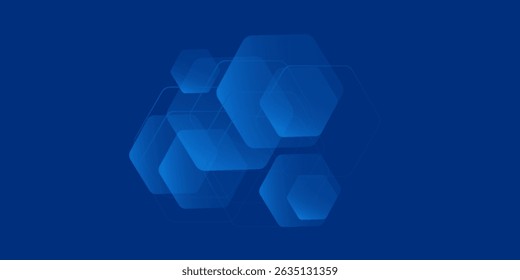Modern abstract blue background with glowing geometric lines. Blue gradient hexagon shape design. Futuristic technology concept. Eps10