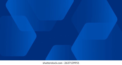 Modern abstract blue background with glowing geometric lines. Blue gradient hexagon shape design. Futuristic technology concept.
