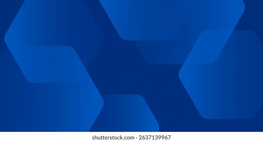 Modern abstract blue background with glowing geometric lines. Blue gradient hexagon shape design. Futuristic technology concept.
