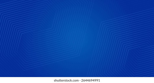 Modern abstract blue background with glowing geometric lines. Blue gradient hexagon shape design. Futuristic technology concept.	