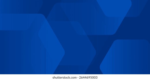 Modern abstract blue background with glowing geometric lines. Blue gradient hexagon shape design. Futuristic technology concept.