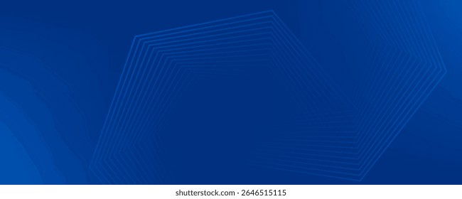 Modern abstract blue background with glowing geometric lines. Blue gradient hexagon shape design. Futuristic modern