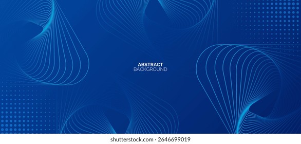 Modern abstract blue background with glowing geometric lines. blue rounded triangle shape design. Suit for business, brochure, website, corporate, poster