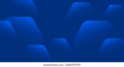 Modern abstract blue background with glowing geometric lines. Blue gradient hexagon shape design, vector illustration