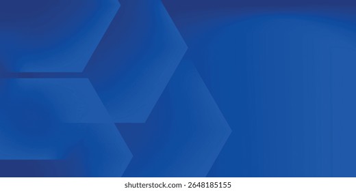 Fundo azul abstrato moderno com linhas geométricas brilhantes. Design de forma de hexágono de gradiente azul. 
