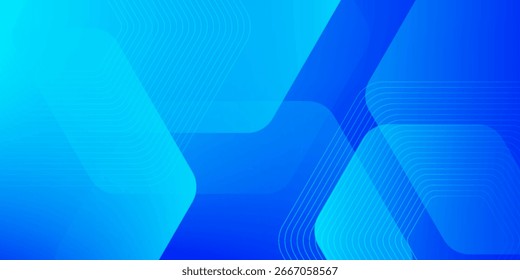 Fondo azul abstracto moderno con líneas geométricas brillantes. Diseño de forma hexagonal degradado azul. Concepto de tecnología futurista. moderno eps10.