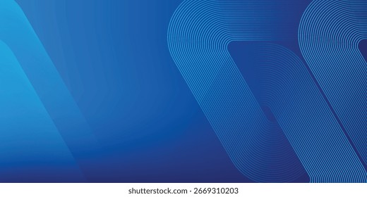 Fondo azul abstracto moderno con líneas geométricas brillantes. Diseño de forma de triángulo redondeado degradado azul. Concepto de tecnología futurista. 