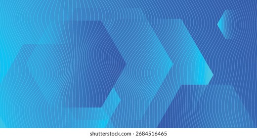 Fondo azul abstracto moderno con líneas geométricas brillantes. Diseño de forma hexagonal degradado azul. Concepto de tecnología futurista. moderno eps10.