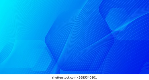 Fondo azul abstracto moderno con líneas geométricas brillantes. Diseño de forma hexagonal degradado azul. Concepto de tecnología futurista. eps10