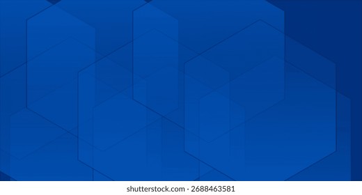 Modern abstract blue background with glowing geometric lines. Blue gradient hexagon shape design. Futuristic modern