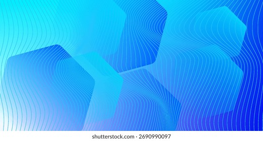 Fondo azul abstracto moderno con líneas geométricas brillantes. Diseño de forma hexagonal degradado azul. Concepto de tecnología futurista. moderno eps10.