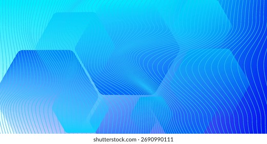 Modern abstract blue background with glowing geometric lines. Blue gradient hexagon shape design. Futuristic technology concept. modern eps10.