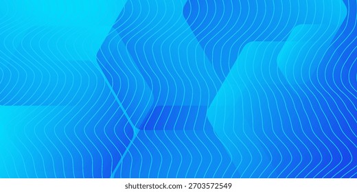 Fondo azul abstracto moderno con líneas geométricas brillantes. Diseño de forma hexagonal degradado azul. Concepto de tecnología futurista. moderno eps10.
