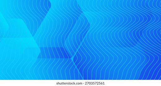 Fondo azul abstracto moderno con líneas geométricas brillantes. Diseño de forma hexagonal degradado azul. Concepto de tecnología futurista. moderno eps10.