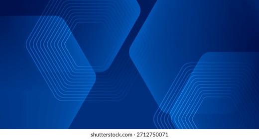 Fondo azul abstracto moderno con líneas geométricas brillantes. Diseño de forma hexagonal degradado azul. Concepto de tecnología futurista.