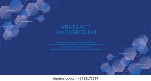 Fondo azul abstracto moderno con líneas geométricas brillantes. Diseño de forma hexagonal degradado azul. Concepto de tecnología futurista. Vector