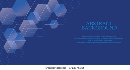 Fondo azul abstracto moderno con líneas geométricas brillantes. Diseño de forma hexagonal degradado azul. Concepto de tecnología futurista. Vector