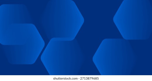 Modern abstract blue background with glowing geometric lines. Blue gradient hexagon shape design. Futuristic technology concept.