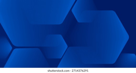 Fundo azul abstrato moderno com linhas geométricas brilhantes. Design de forma de hexágono de gradiente azul. Conceito de tecnologia futurista. Terno para banner, brochura, ciência, site, corporativo, cartaz, capa
