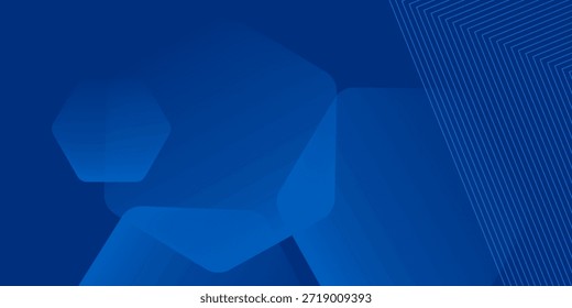 Fondo azul abstracto moderno con líneas geométricas brillantes. Diseño de forma hexagonal degradado azul. Concepto de tecnología futurista.