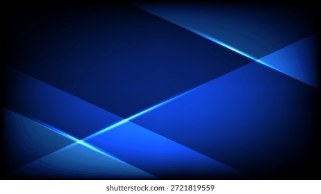 Modern abstract blue background with glowing diagonal light beams and smooth gradient shapes for technology design