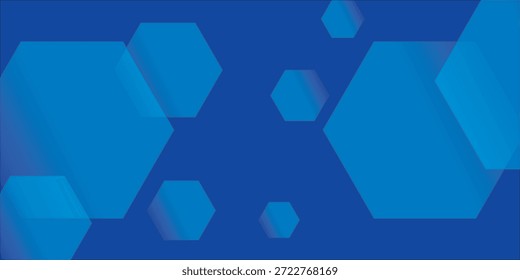 Modern abstract blue background with glowing geometric lines. Blue gradient hexagon shape design. Futuristic technology concept. Vector background.