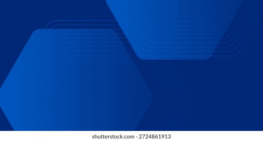 Fondo azul abstracto moderno con líneas geométricas brillantes. Diseño de forma hexagonal degradado azul. Concepto de tecnología futurista. Traje para el Anuncio, folleto, ciencia, Sitio web, corporativo, cartel, cubierta
