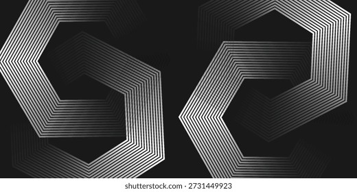 Fundo azul abstrato moderno com linhas geométricas brilhantes. Design de forma de hexágono de gradiente azul. Conceito de tecnologia futurista. Terno para banner, brochura, ciência, site, corporativo, cartaz, capa