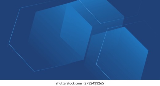 Fondo azul abstracto moderno con líneas geométricas brillantes. Diseño de forma hexagonal degradado azul. Concepto de tecnología futurista.