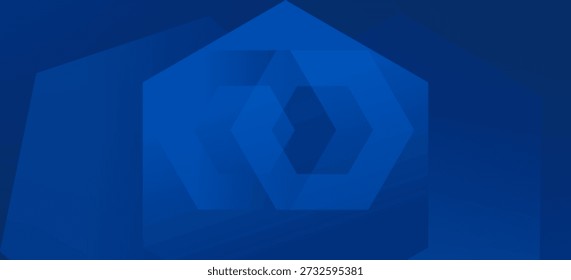 Moderner abstrakter blauer Hintergrund mit leuchtenden geometrischen Linien. Blaue Farbverlauf Sechseck Form Design. Futuristisches Technologiekonzept.