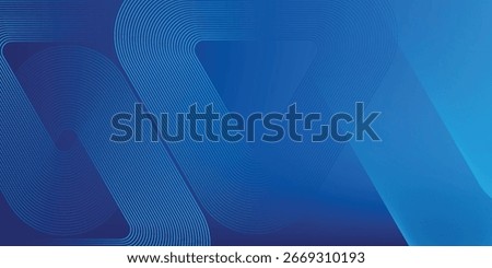 Modern abstract blue background with glowing geometric lines. Blue gradient rounded triangle shape design. Futuristic technology concept. 