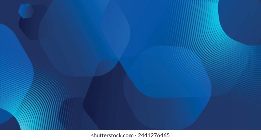 Modern abstract blue background with shining geometric lines. Blue gradient hexagon shape design.vector illustration