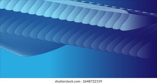 Ein moderner abstrakter blauer Hintergrund mit einem glatten, fließenden Wellenmuster und geschichteten 3D-Texturen.