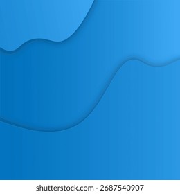 Fundo azul abstrato moderno com camadas de corte de papel 3D liso e sombras de gradiente suave. Design de padrão de onda mínimo perfeito para apresentação de negócios, marca corporativa, banner de site, cartaz ou 