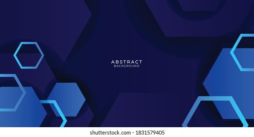 Modern abstract blue background vector. Elegant polygon shape design with shiny light blue line. Futuristic presentation background with light list on textured dark background