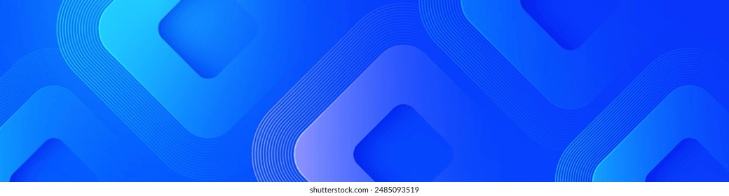 Modern abstract blue background. Vibrant gradient square shapes. Minimalist geometric design. Simple elements. Futuristic graphic. Suit for header, cover, wallpaper, presentation, banner, business