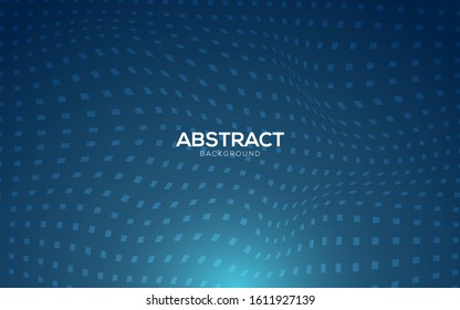 Modern abstract blue background with waves. Vector illustration. Glow effect with a gradient. Waves made up of dots. Use for wallpaper, landing page or app.