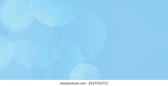 Modern abstract blue circle background. Geometric shapes graphic design. Transparent shapes. Minimalist circular elements. Vector illustration