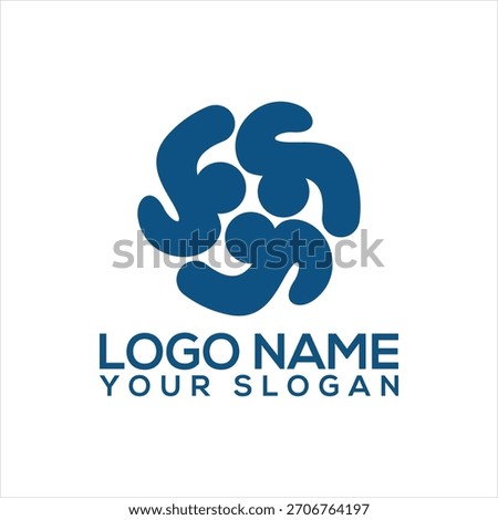 Modern Abstract Blue Circular Logo with Interlocking Elements