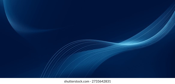 Fondo de tecnología de curva azul abstracta moderna. Anuncio de tecnología para concepto de negocio corporativo. Ilustración vectorial de fondo abstracto de alta tecnología y negocios o presentación