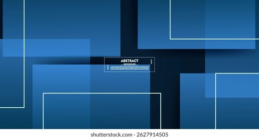 Modern abstract blue geometric background overlapping squares. Cool pattern with lines on simple style background. Vector Eps10