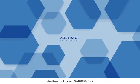 Modern Abstract Blue Geometric Background. Overlapping Triangle, Circle, and Square Shapes with Smooth Gradient Technology Pattern Design.