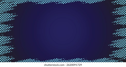 modern abstract blue gradient background on grunge texture with halftones for banner and cover. futuristic design frame.