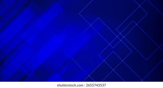 Moderner abstrakter blauer Farbverlauf-Hintergrund mit transparenten überlappenden Quadraten. Perfekt für technische, geschäftliche, Präsentationsfolien und digitale Designprojekte.