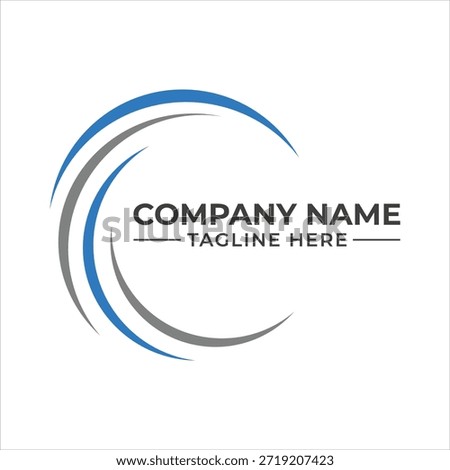 Modern abstract blue and grey circular swoosh logo design template for business solutions