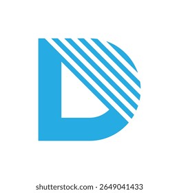 Modern Abstract Blue Letter D Logo Design with Geometric Lines.