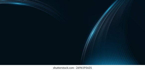 Onda de líneas azules abstractas modernas sobre fondo oscuro, Anuncio tecnológico, concepto de negocio corporativo, fondo abstracto de alta tecnología, Ilustración vectorial para negocios o presentación